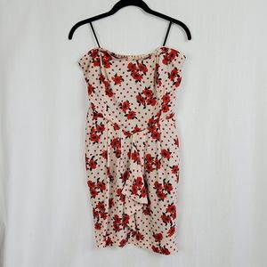 Cooperative | Floral Black & Red Strapless Dress *